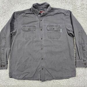 Wolverine Mens‎ Heavy Duty Button Down Work Shirt Gray Cotton Size XL Utility